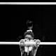 Biles competing on the uneven bars in 2018.